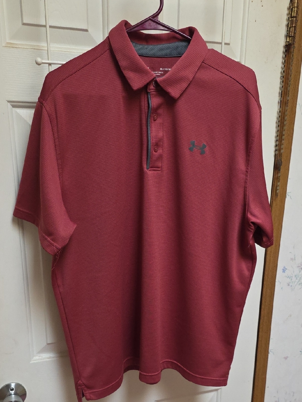 Under Armour Men's Maroon Polo with Gray Logo